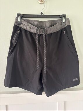 American Eagle Outfitters Black and Gray Athletic Drawstring Shorts